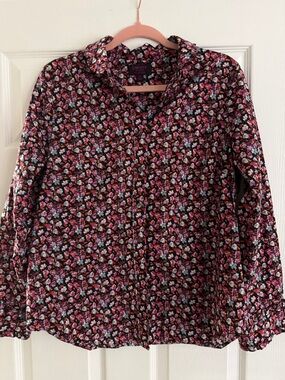 J. Crew Liberty Floral Button-Up Blouse in Black, Pink, Blue